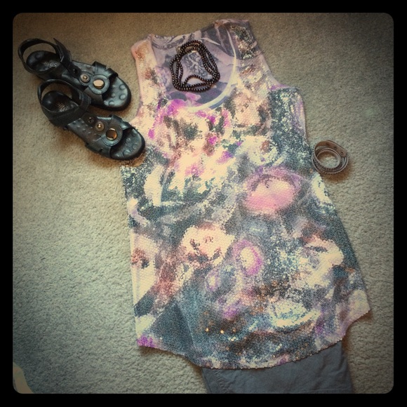 Xhilaration sequin racer back tunic tank - Picture 1 of 5